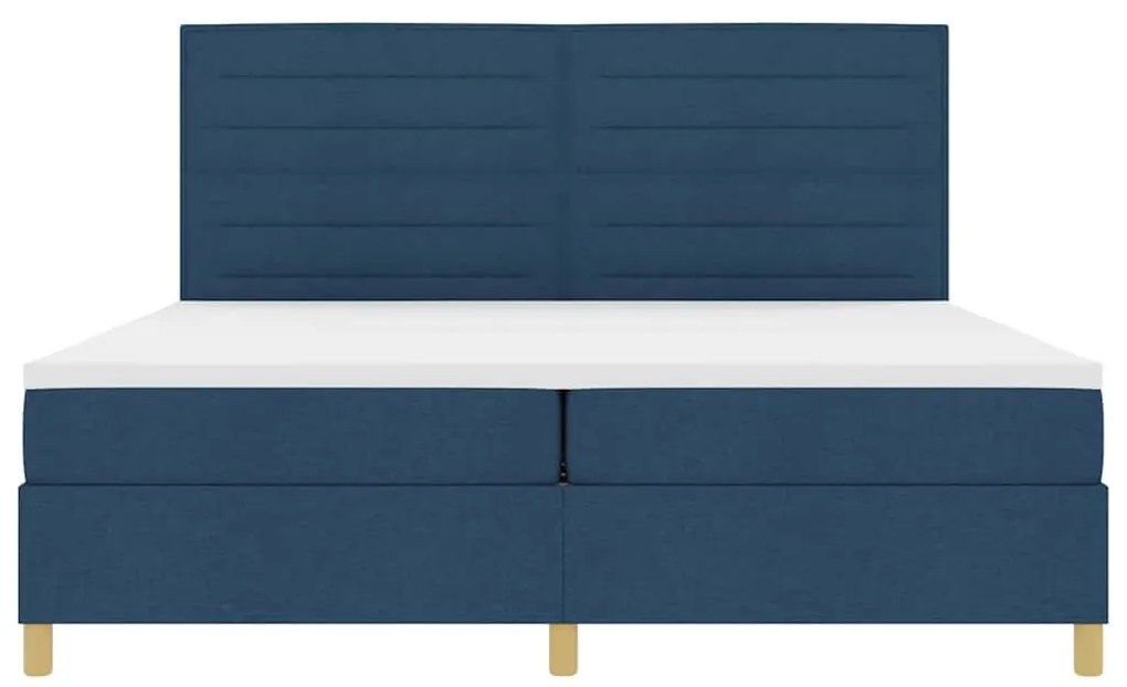 Cama Box Spring com Colchão &amp; LED Azul 200x200 cm Tecido