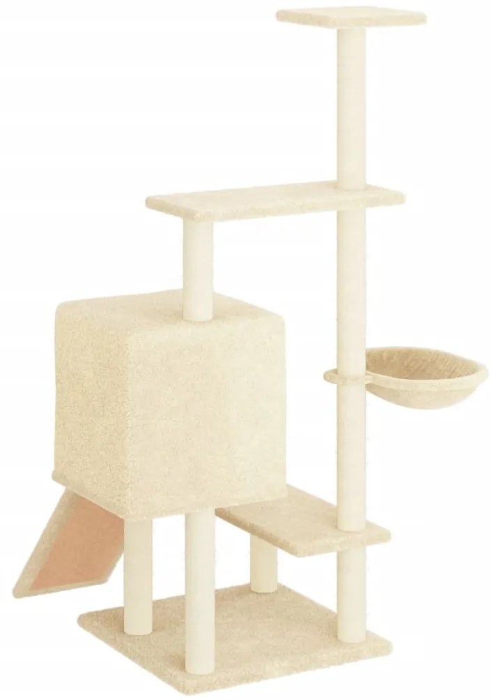 Árvore para gatos c/ postes arranhadores sisal 130,5 cm creme