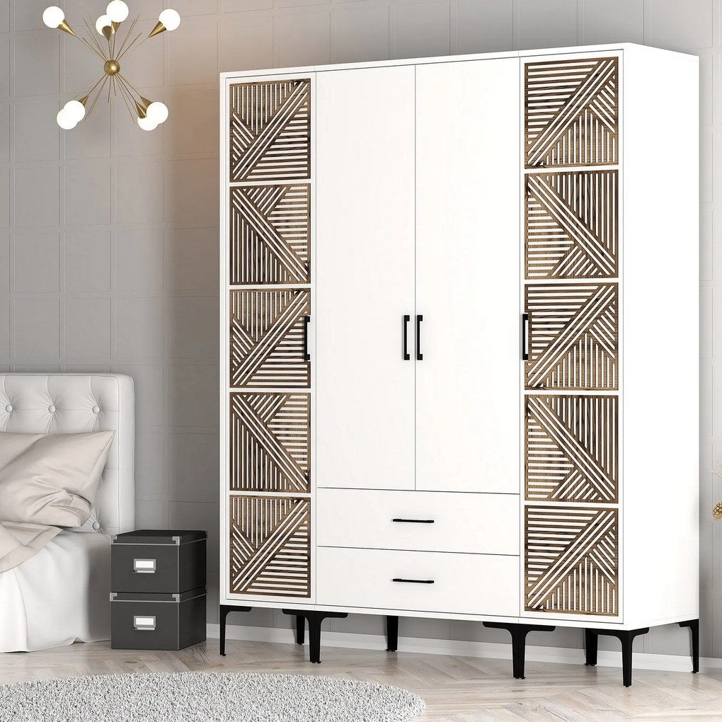 Guarda-roupa Kumsal PTP – Branco – 160 cm x 47,5 cm x 201,4 cm
