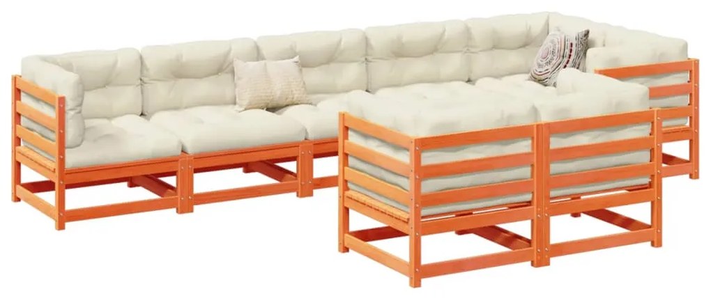 vidaXL 8 pcs conjunto sofás de jardim madeira de pinho castanho mel