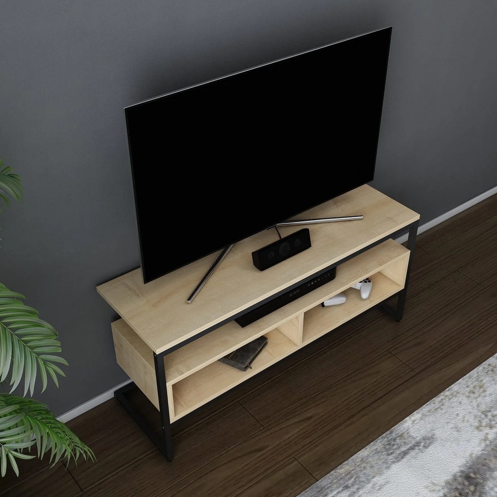 TV Stand Merrion – Preto Carvalho – 110 cm x 35 cm x 49,9 cm