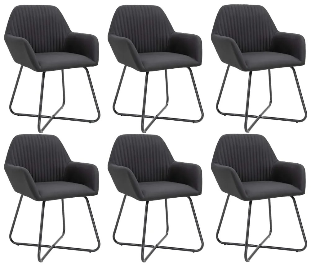 vidaXL Cadeiras de jantar 6 pcs tecido preto