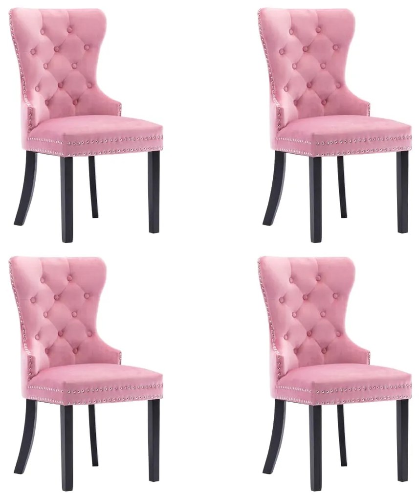 Cadeiras de jantar 4 pcs veludo rosa