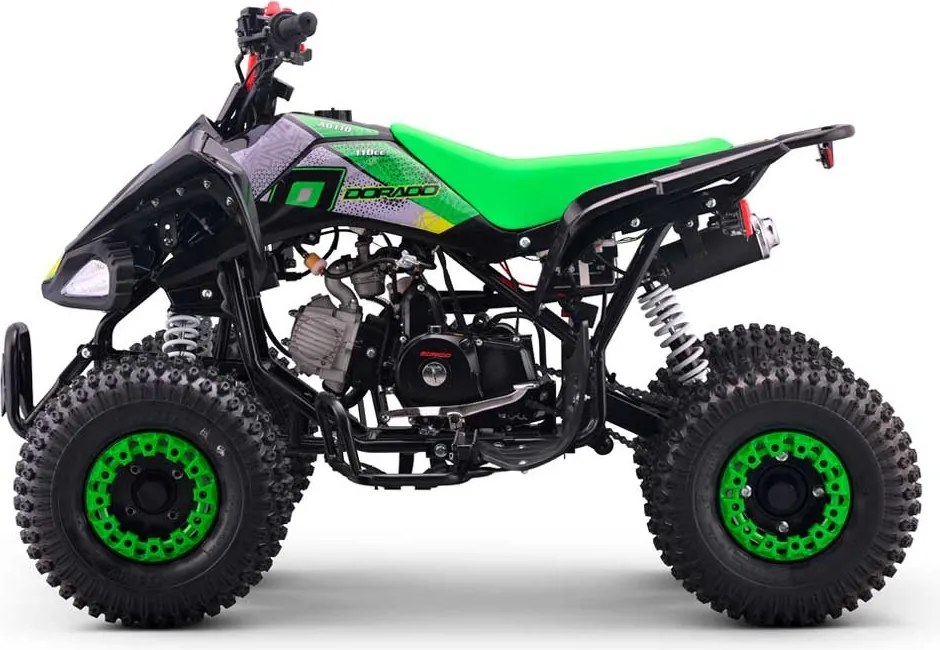 Mini moto 4 gasolina para crianças de 110 cc, automática, 4 tempos, com marcha-atrás e limitador de velocidade Dorado A110 R7 Verde