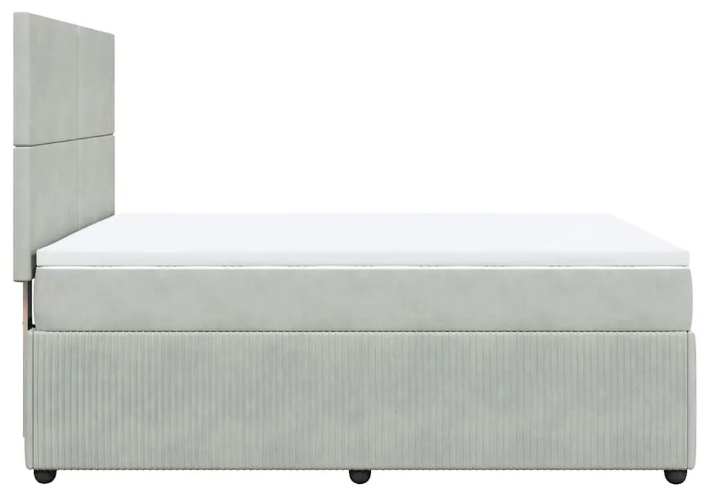 Cama com molas/colchão 160x200 cm veludo cinzento-claro
