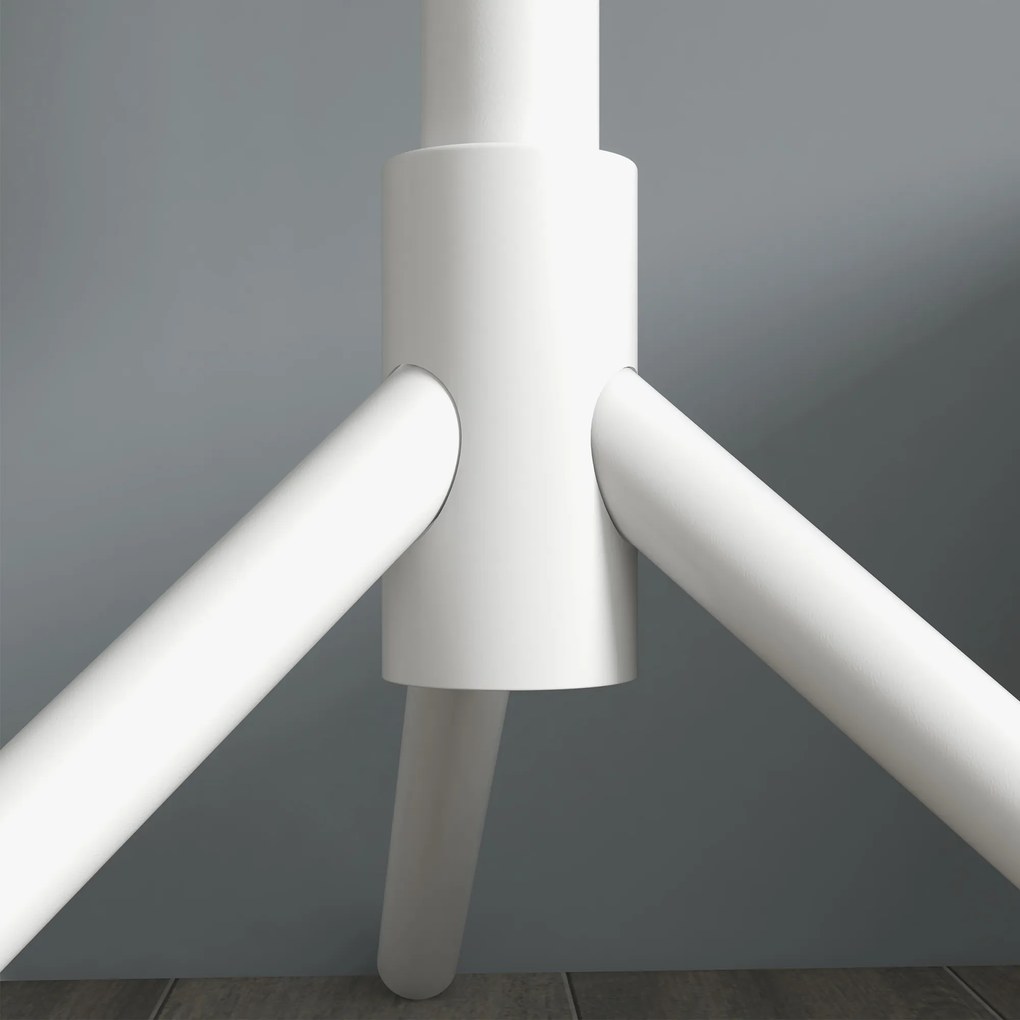 Cabide de Pé de Madeira com 8 Ganchos para Pendurar Roupa e Bolsas para Corredor Entrada 40x40x165 cm Branco