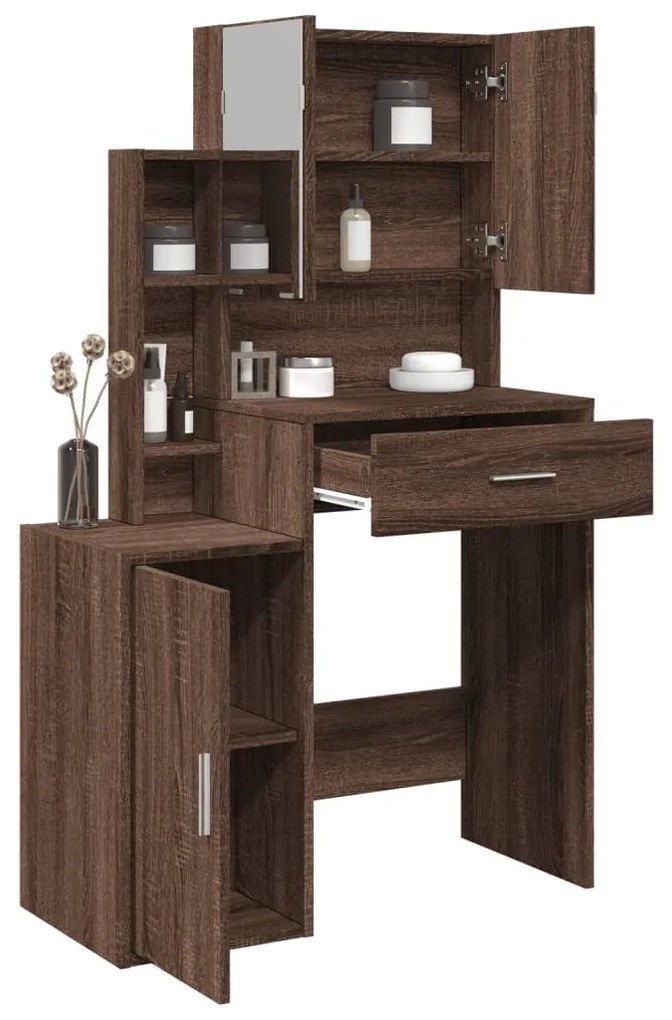 Toucador com armário 80x35x132 cm cor carvalho castanho