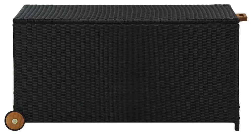 Caixa de arrumação para jardim 120x65x61 cm vime PE preto