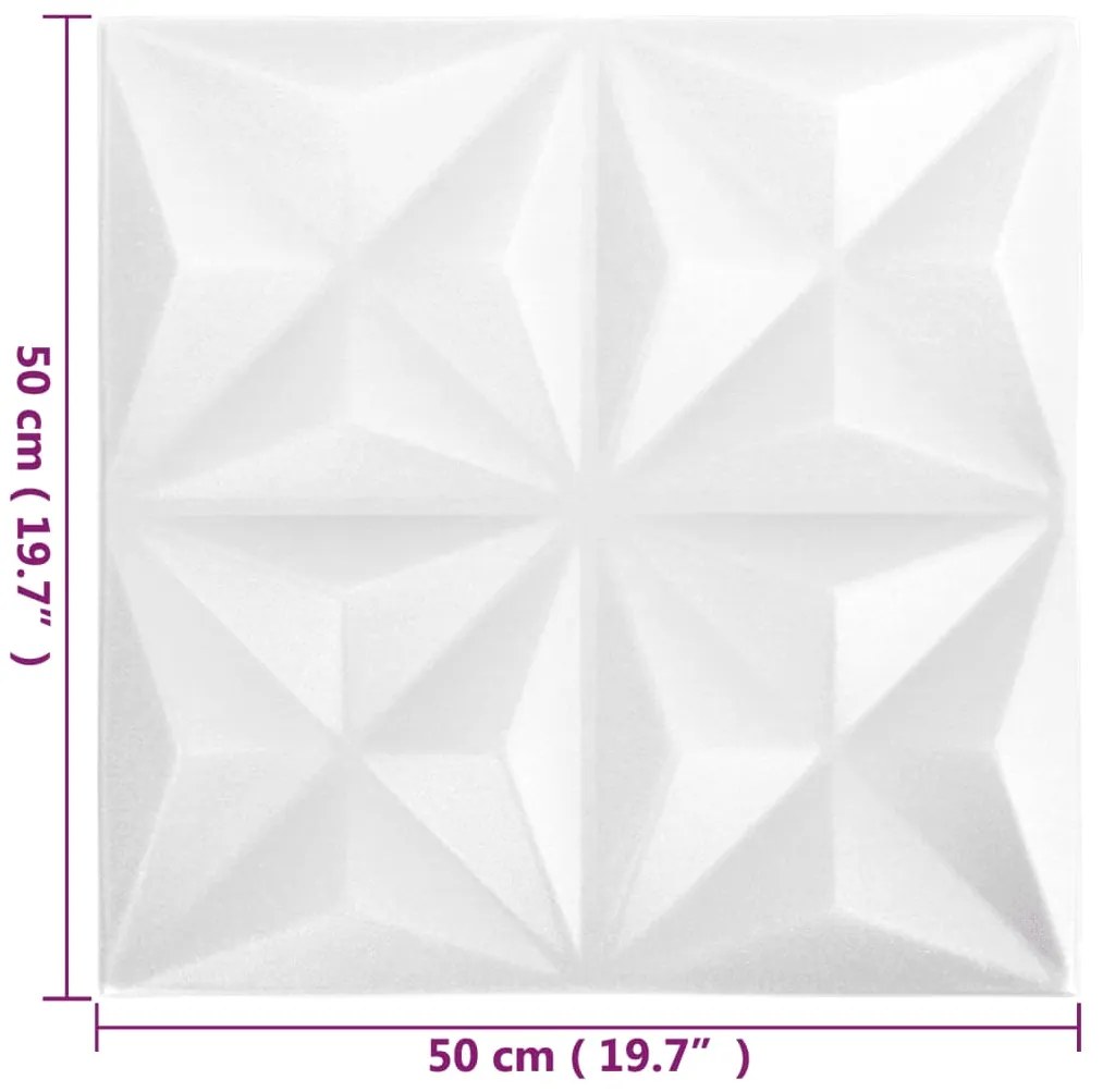 Painéis de parede 3D 12 pcs 50x50 cm 3 m² origami branco