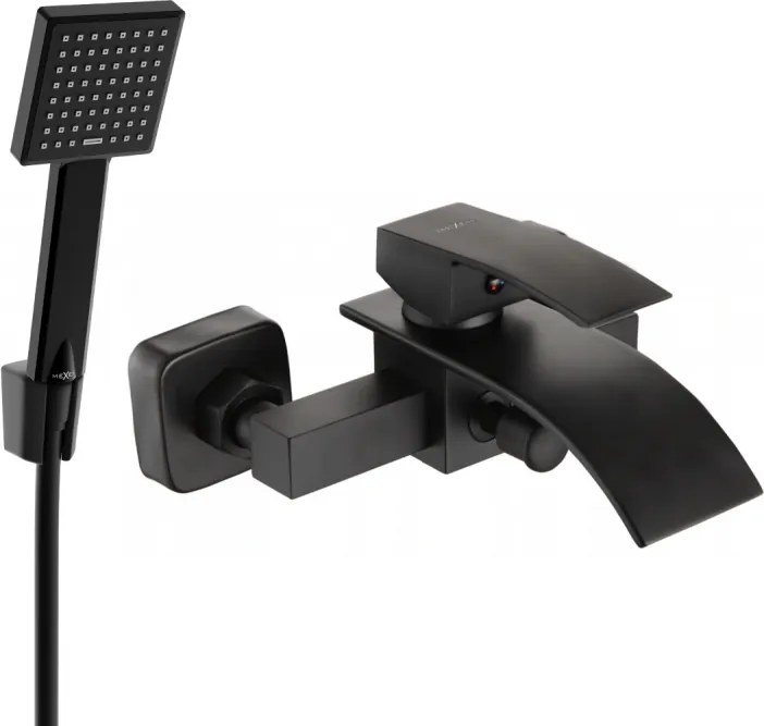 Mexen Aries R45 conjunto de bateria de banheira com chuveiro, preto - 74483R45-70
