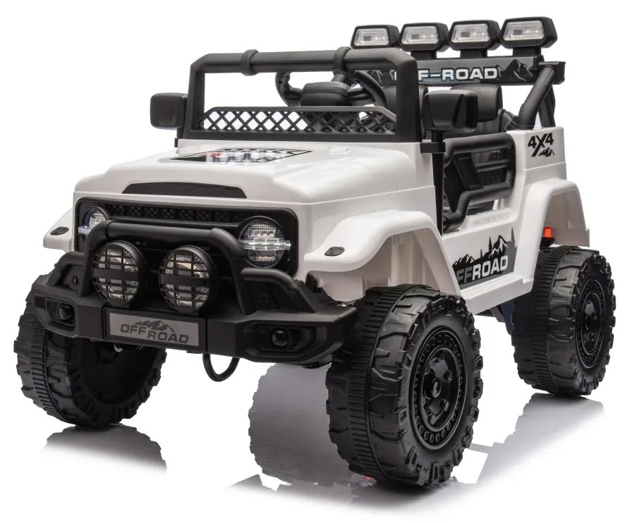 Jipe elétrico para Crianças 12V 4x4 Off-Road CLIMBER Rodas de espuma EVA, Assento Couro ecológico Branco