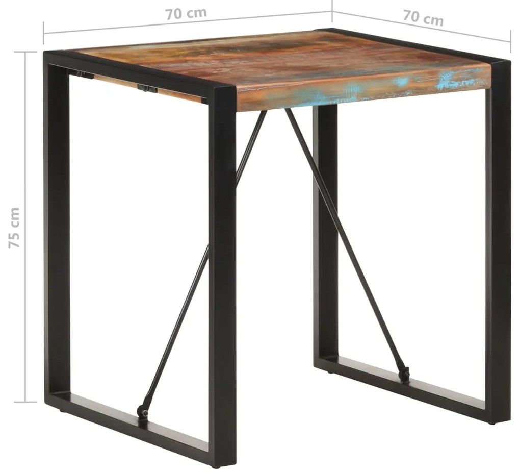 Mesa de jantar 70x70x75 cm madeira recuperada maciça