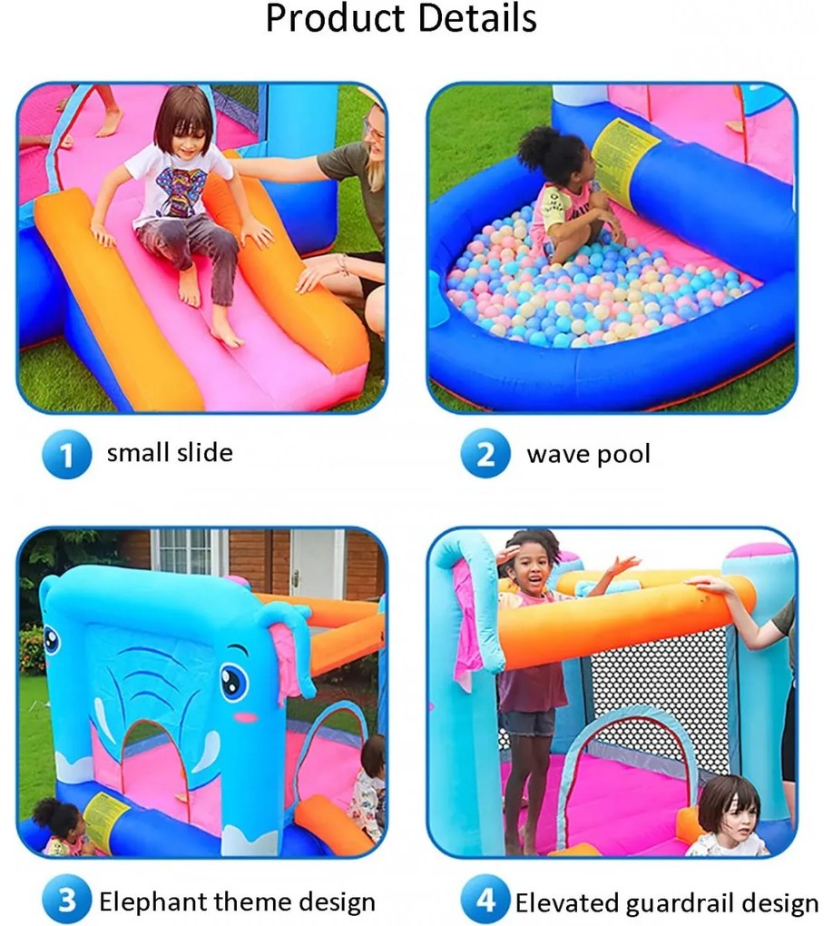 Castelo insuflável para crianças Dumbo Multicolorido (inclui ventilador)