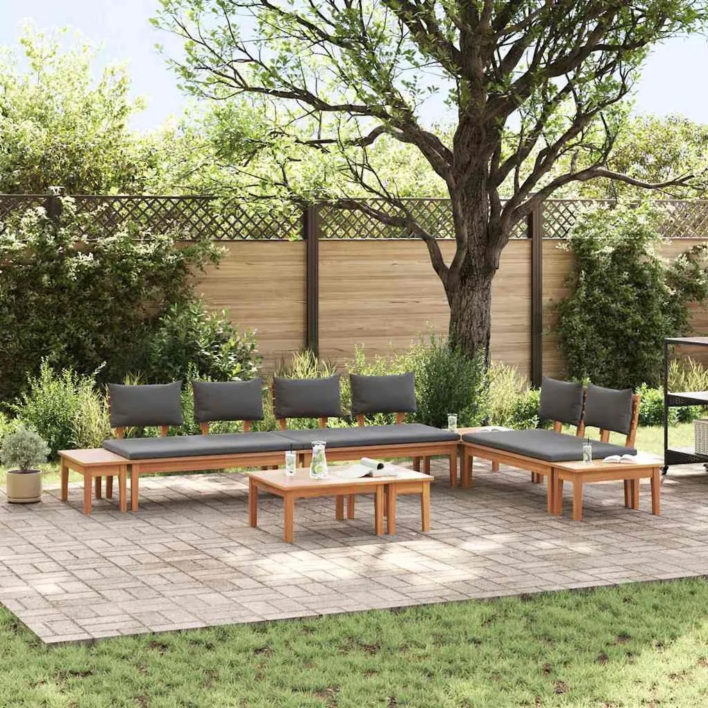 vidaXL Conjunto de Jardim com 5 peças e almofadas - Madeira de Teak Sólida