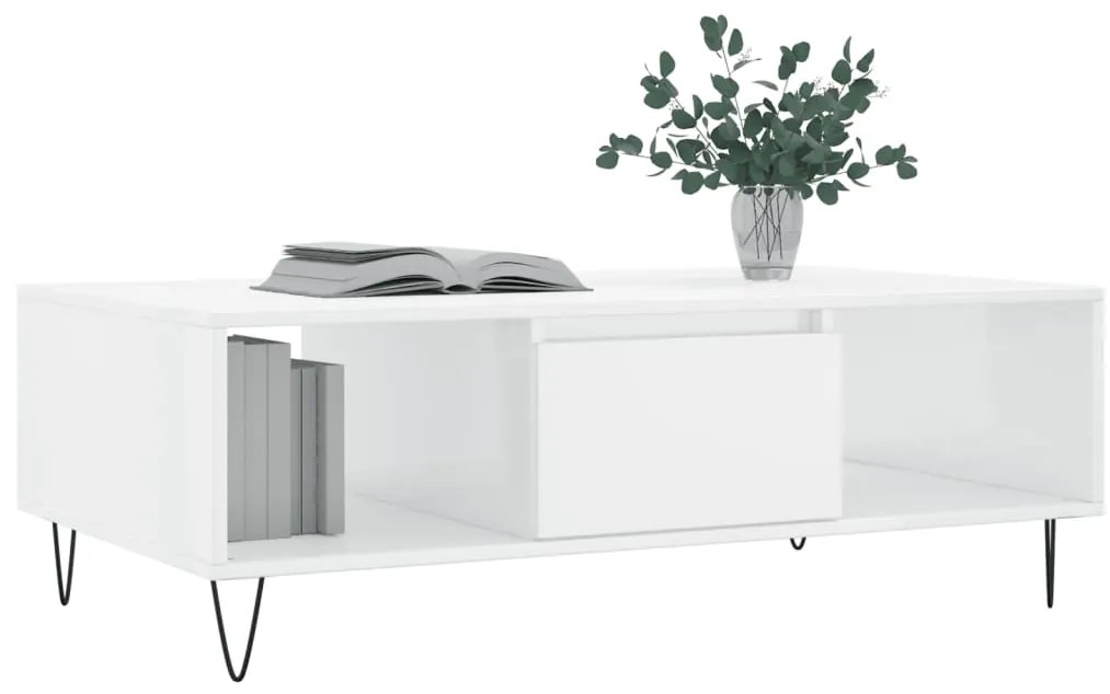 Mesa de centro 104x60x35 cm derivados madeira branco brilhante