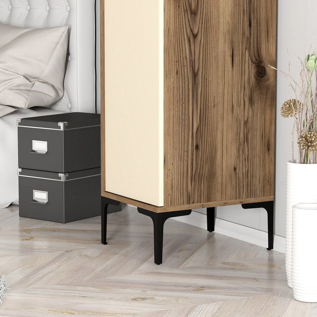 Guarda-roupa Kumsal S – Nogueira e Creme – 40 cm x 47,5 cm x 201,4 cm
