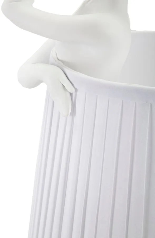 Candeeiro de Mesa "Ballet" — Ø 29x25x62,5 cm — Resina Branca e Abat-jo