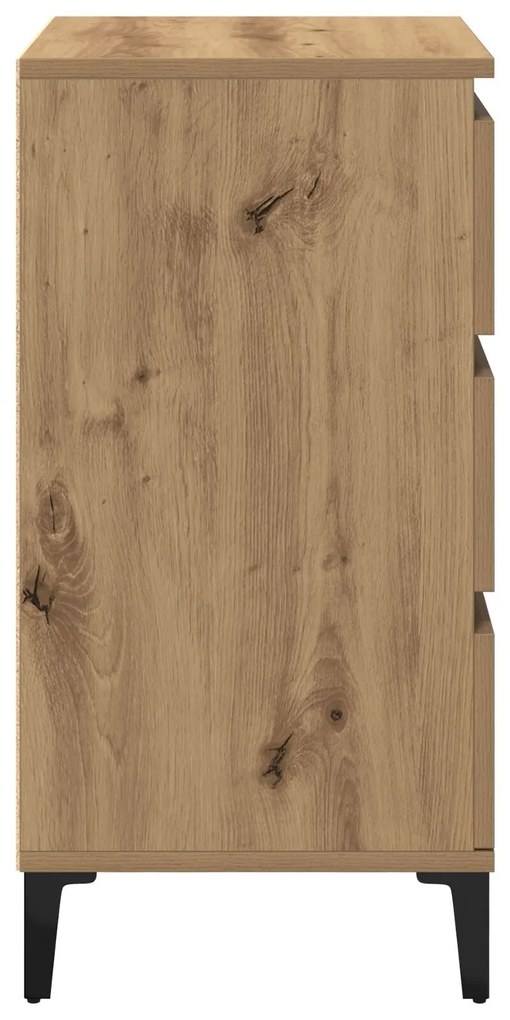 Mesa de cabeceira vidaXL Carvalho Artesanal 40x35x70 cm Madeira de eng