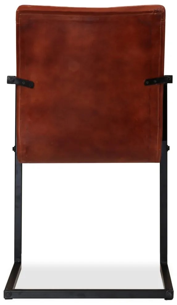 Cadeiras de jantar 2 pcs couro genuíno castanho