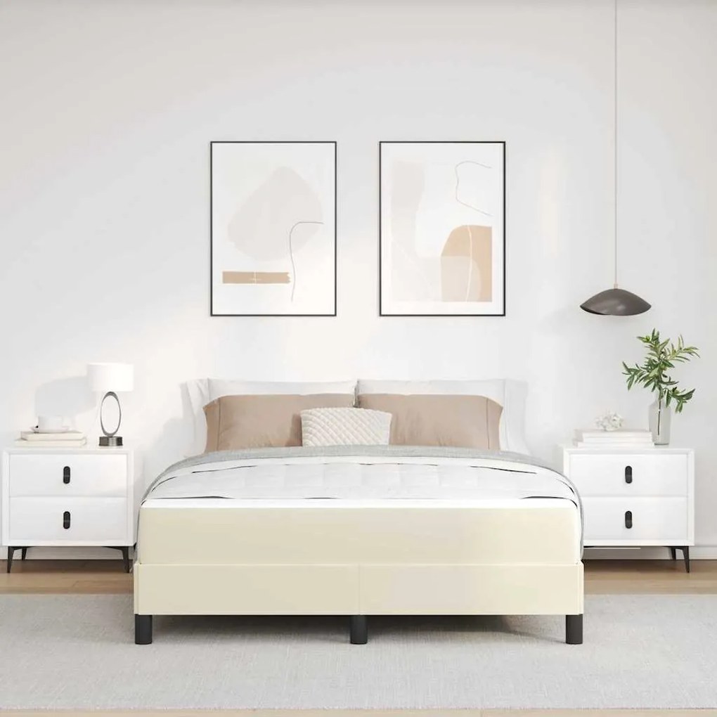 Cama Outros Creme 140 x 190 cm Couro sintético