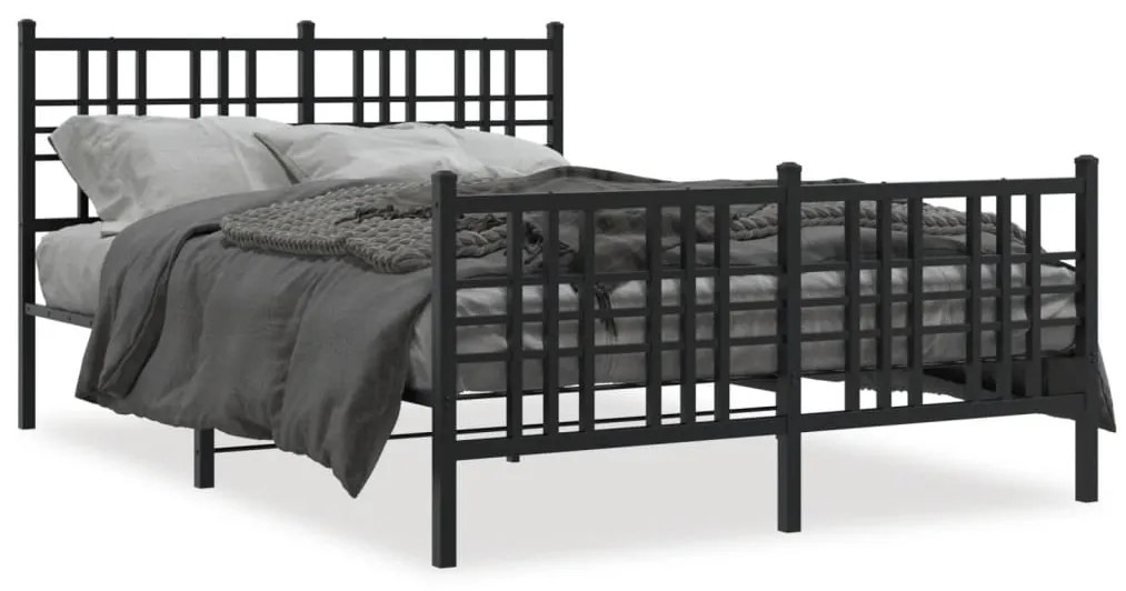 vidaXL Estrutura de cama com cabeceira e pés 140x200 cm metal preto