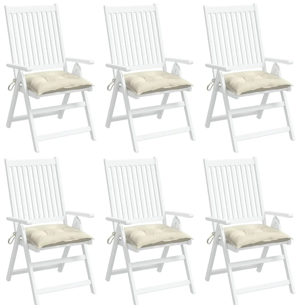 Almofadões de cadeira 6 pcs 40x40x7cm tecido oxford branco nata
