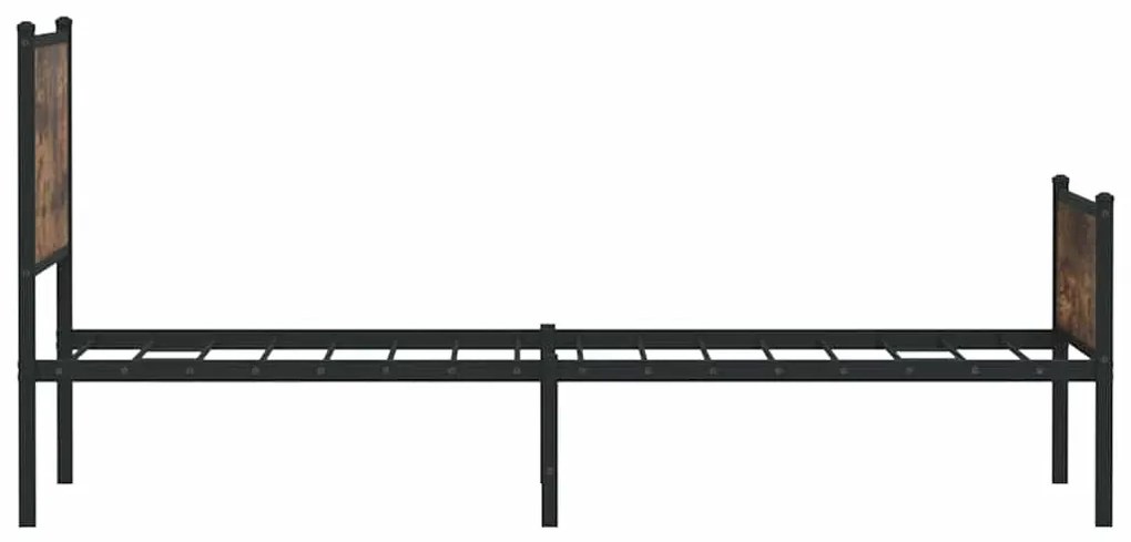 Estrutura de cama sem colchão 107x203 cm metal carvalho fumado