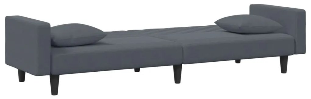 2 pcs conjunto de sofás com almofadas veludo cinzento-escuro