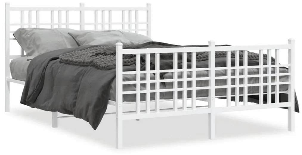 vidaXL Estrutura de cama com cabeceira e pés 120x200 cm metal branco