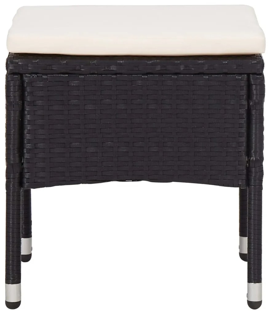 5 pcs conjunto jantar p/ exterior vime PE madeira acácia preto