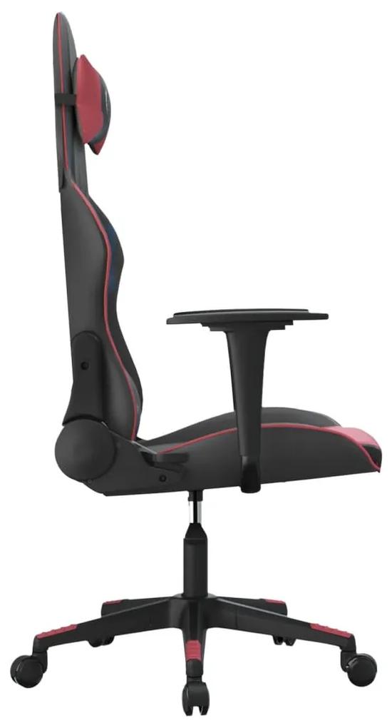 Cadeira gaming massagens couro artificial preto/vermelho tinto