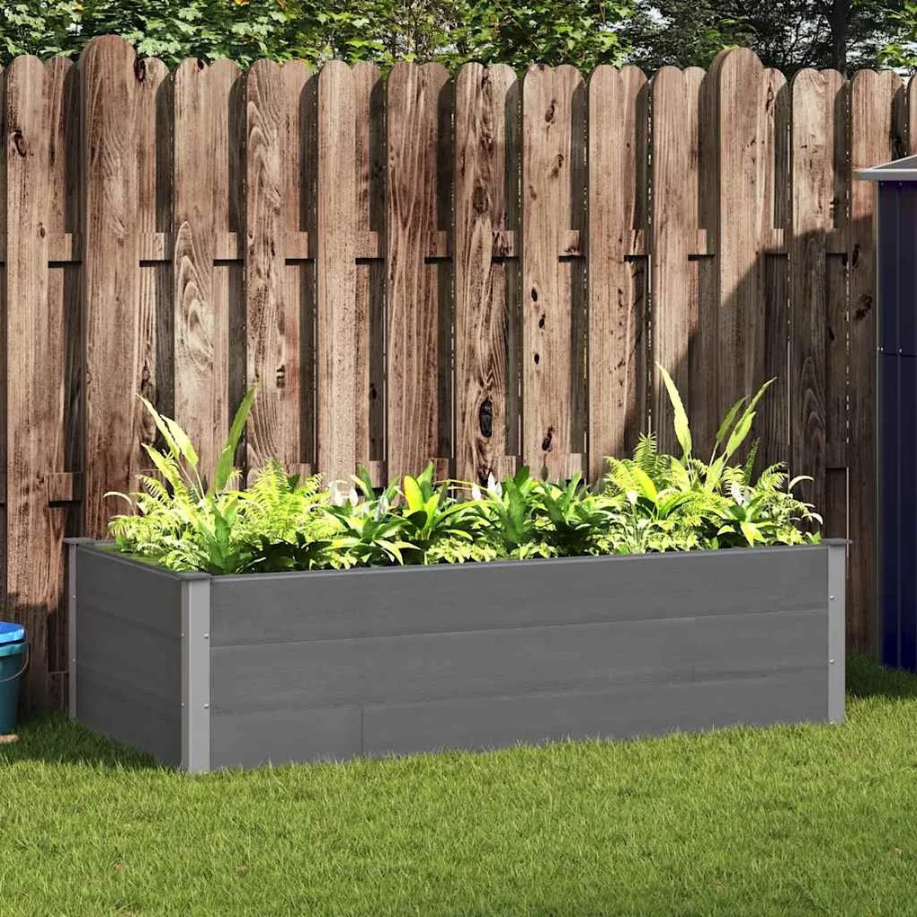 vidaXL Canteiro elevado para jardim 200x100x54 cm WPC cinzento