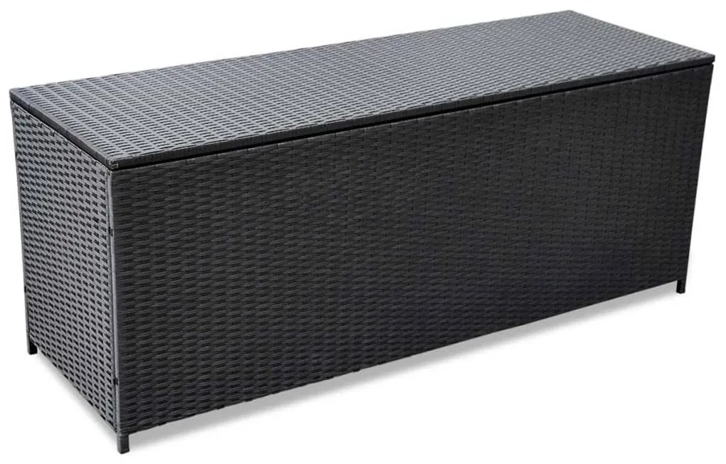 43134 vidaXL Caixa de arrumação para jardim 150x50x60 cm vime PE preto