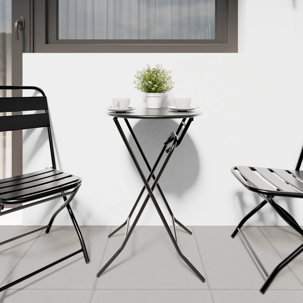 Mesa de Jardim Dobrável Antracite Ø50x72 cm Aço