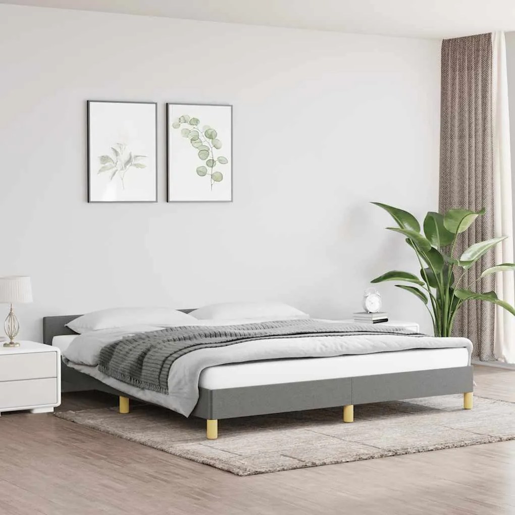 Estrutura de cama sem colchão 180x200 cm tecido cinzento-escuro