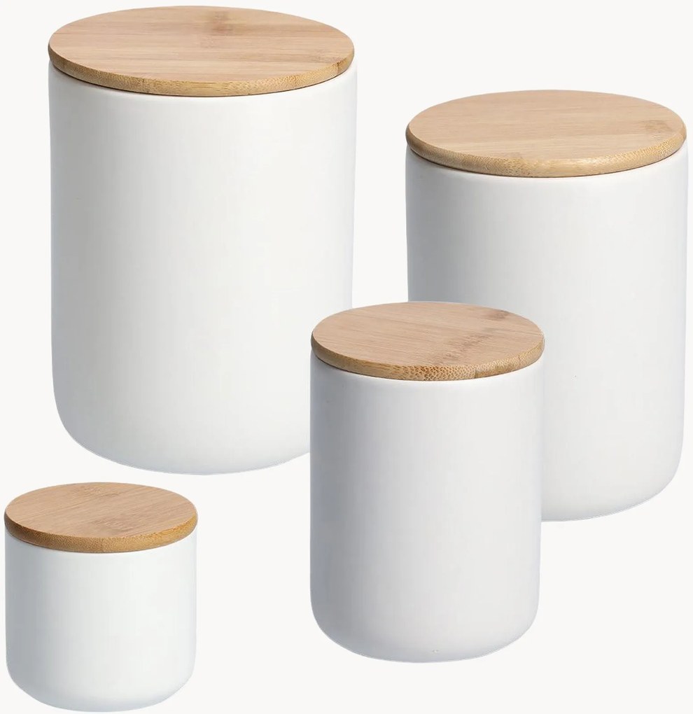 Pote em cerâmica com tampa em bambu Silva