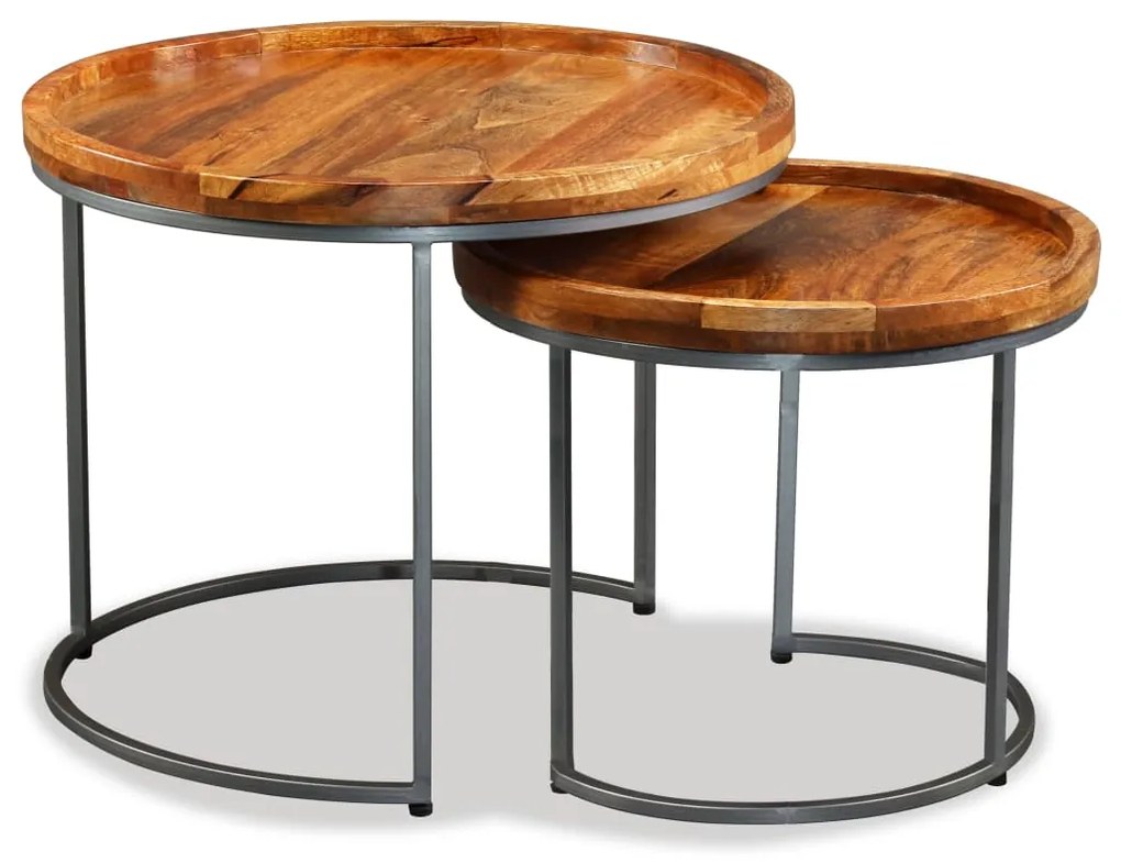Mesa de apoio 2 pcs madeira de mangueira maciça