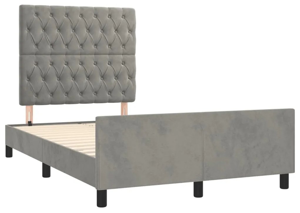 Estrutura de cama sem colchão cinza claro Veludo