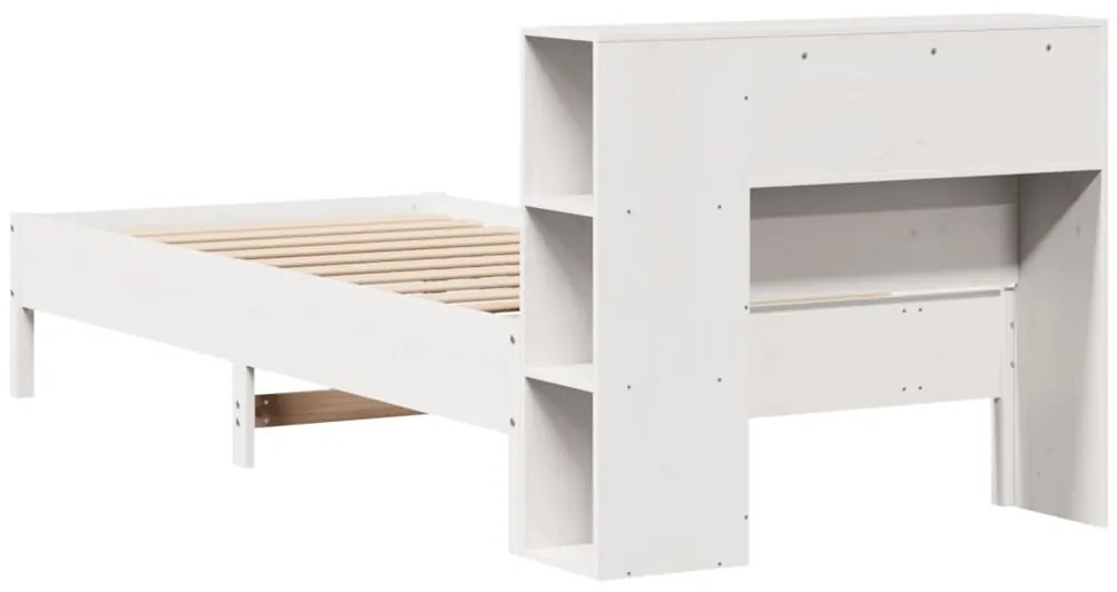 Cama com estante sem colchão 90x200 cm pinho maciço branco