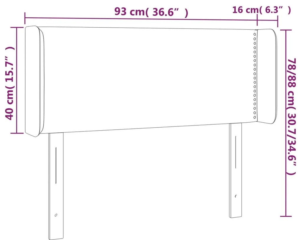 Cabeceira de cama c/ abas tecido 93x16x78/88 cm cinzento-claro
