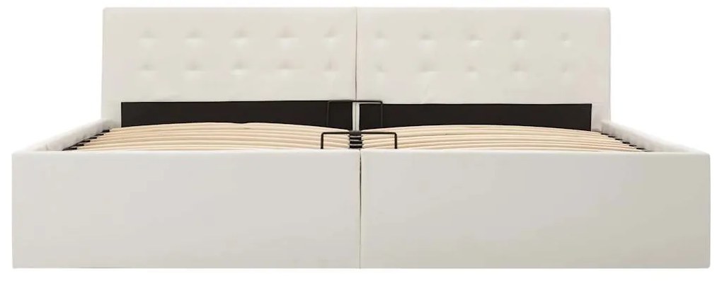 Cama hidráulica c/ arrumação 180x200cm couro artificial branco