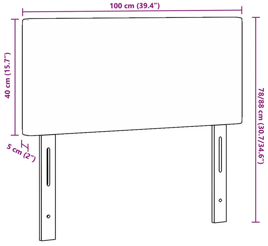 Cabeceira vidaXL Design Simples Cinza Claro 100 cm Tecido Corda