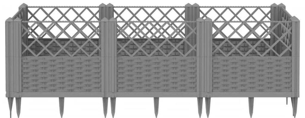 Vaso/floreira jardim c/ estacas 123,5x43,5x43,5 cm cinza-claro