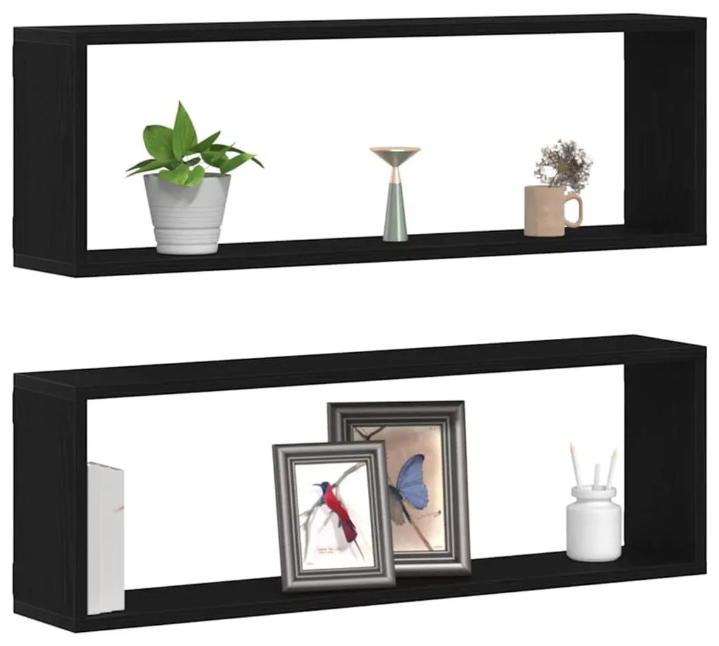 Prateleiras de Parede vidaXL - Conjunto de 2, Carvalho Preto, 80x15x26