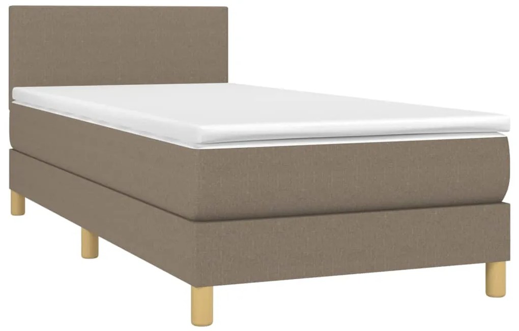 Cama box spring + colchão/LED 80x200cm tecido cinza-acastanhado