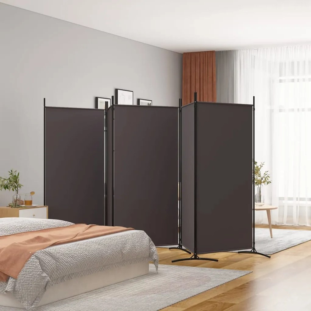 350267 vidaXL Divisória de quarto com 5 painéis 433x180 cm tecido castanho