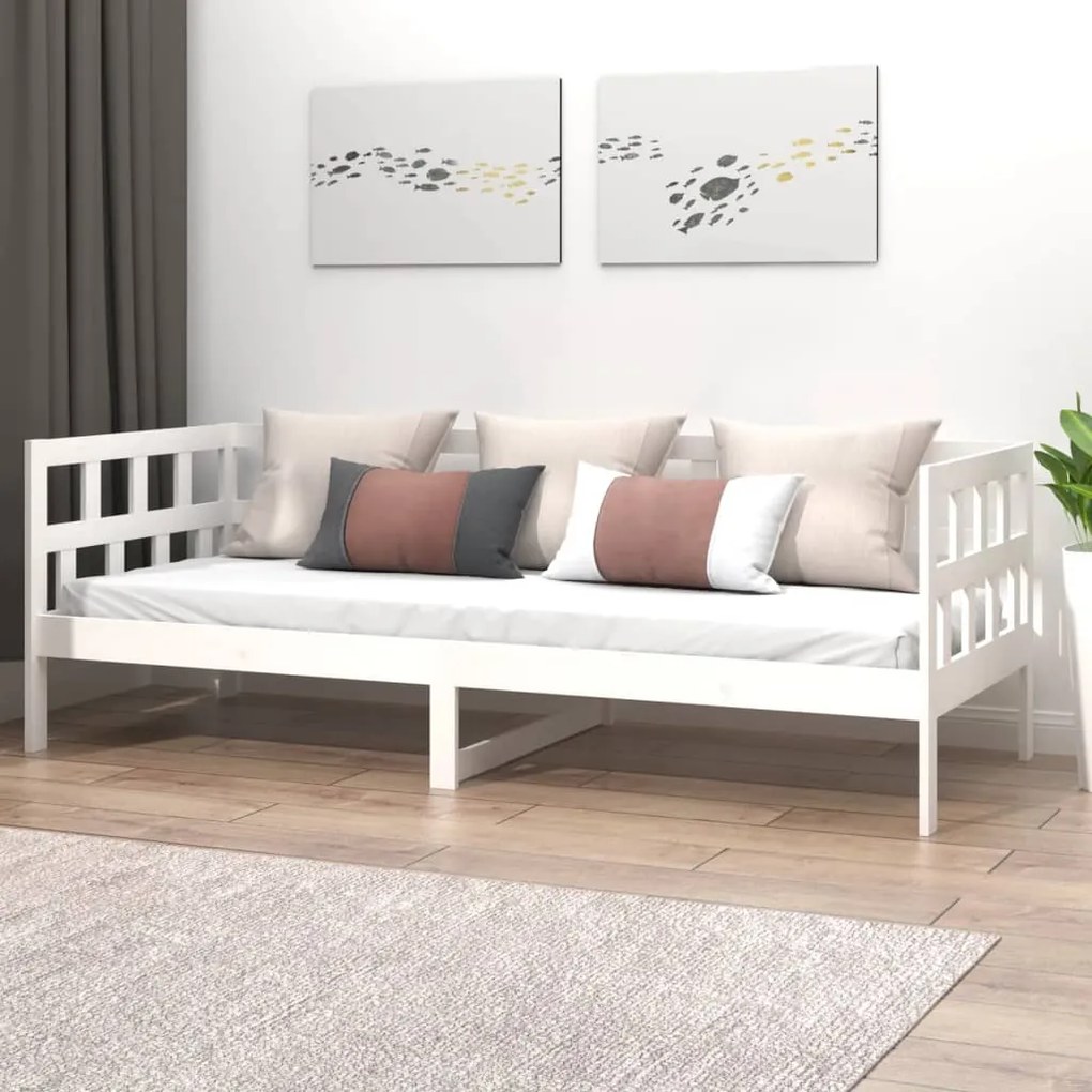 vidaXL Sofá-cama 90x200 cm madeira de pinho maciça branco
