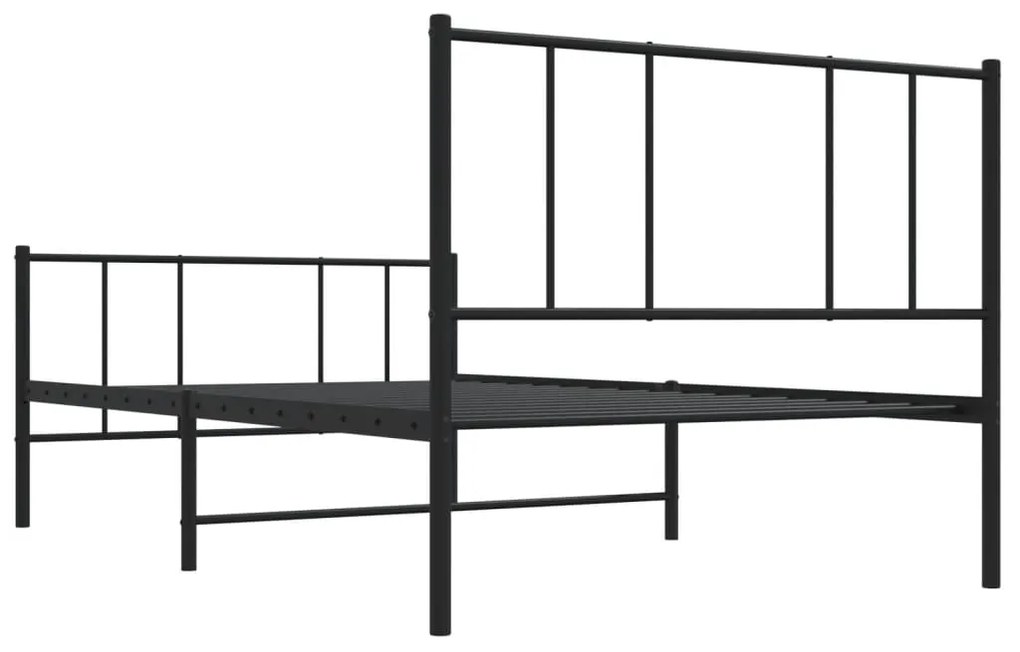 Estrutura de cama com cabeceira e pés 90x200 cm metal preto