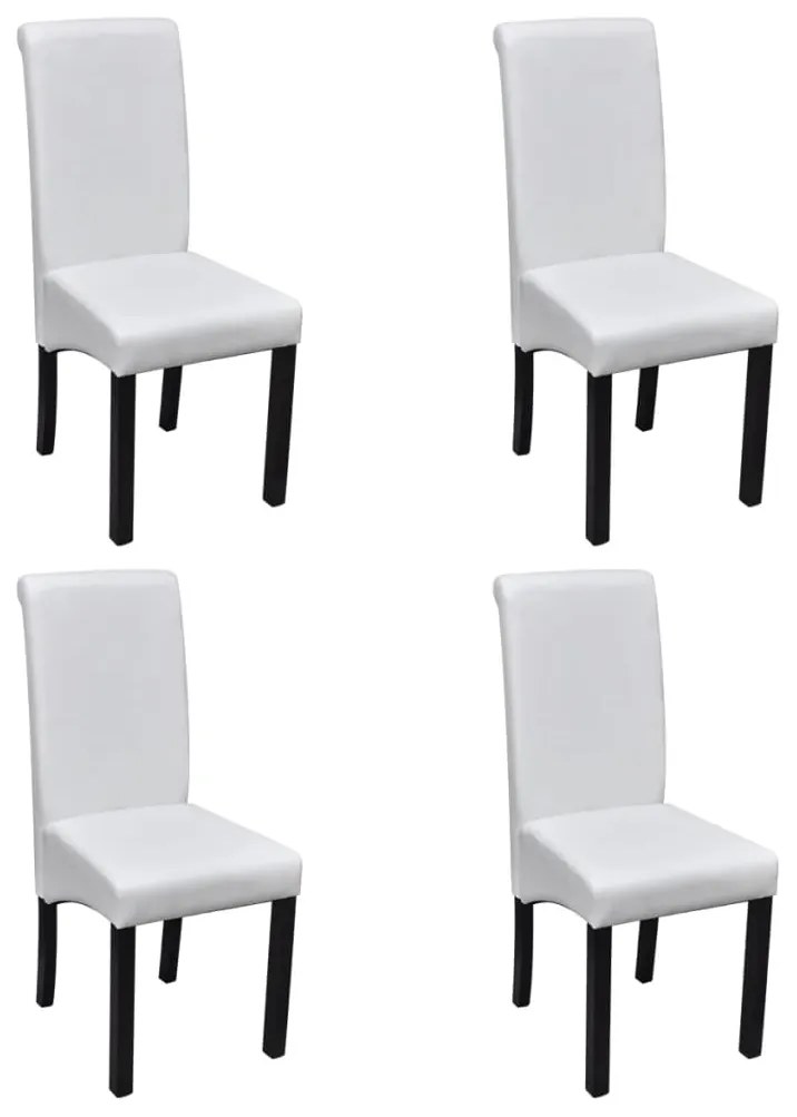 Cadeiras de jantar 4 pcs couro artificial branco