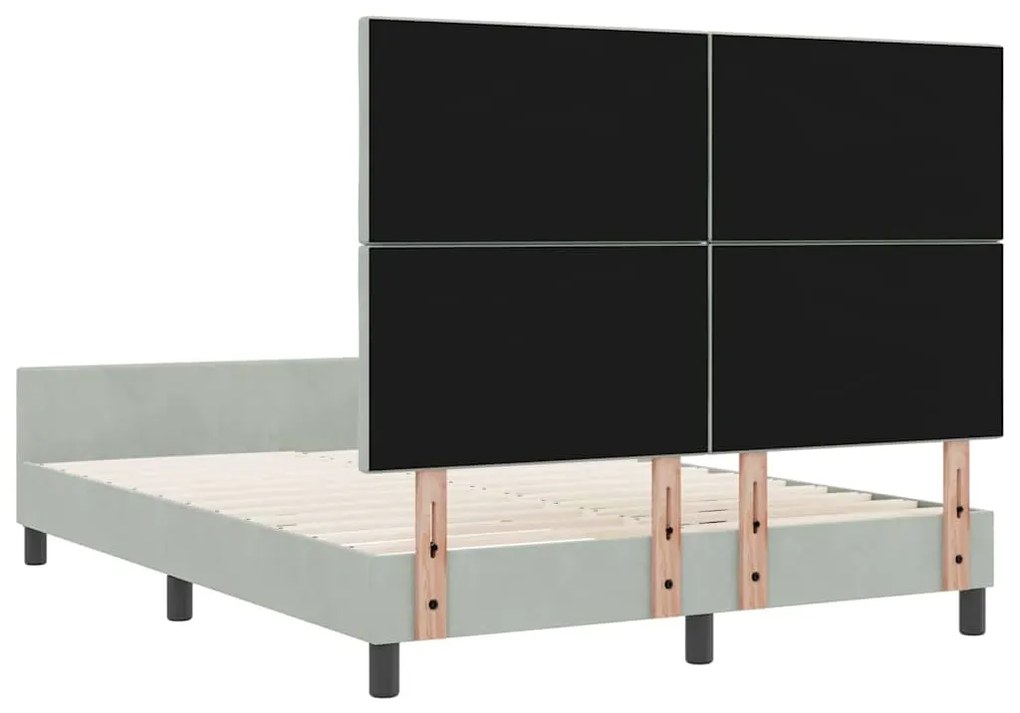Estrutura de Cama vidaXL Cinzento-claro 140x200 cm Veludo